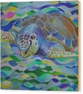 Loggerhead Turtle Wood Print