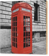 London Phone Booth Wood Print