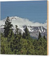 Lonely As God And White As A Winter Moon - Mount Shasta California Wood Print