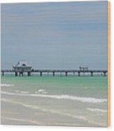 Long View Of Pier 60 On Clearwater Beach Wood Print