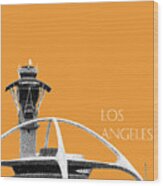 Los Angeles Skyline Lax Spider - Orange Wood Print