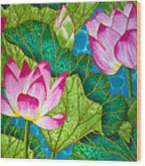 Lotus Pond Wood Print