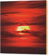 Louisiana Red Sunset Wood Print