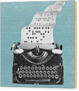 Love Typewriter Poster Wood Print