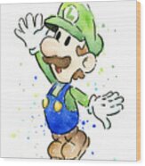 Luigi Watercolor Wood Print