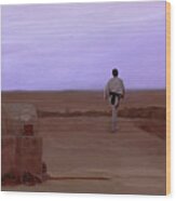 Luke Skywalker Tatooine Sunset Wood Print