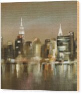Luminous New York Skyline Wood Print
