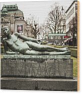 Lying Poet Statue Bergen Norway Wood Print