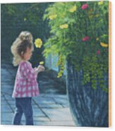 Maddy With Flowers Wood Print