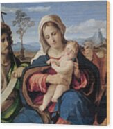 Madonna And Child With Saint John The Baptist And Magdalene Wood Print