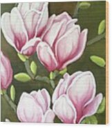 Magnolias, Gentle Pink Wood Print