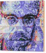 Malcolm X Digitally Painted 1 Wood Print