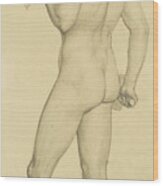 Male - Academic Nude Study Posed As A Sculptor Wood Print