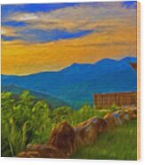 Blue Ridge Sunset From Mama Gertie's Hideaway Wood Print