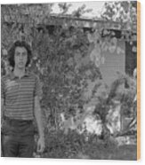 Man In Front Of Cinder-block Home, 1973 Wood Print