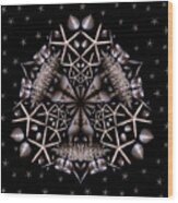 Mandala White Sea Star Wood Print