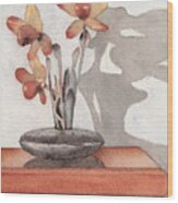 Mantel Flowers Wood Print
