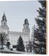 Manti Temple On Thanksgiving Morning - Stylized Wood Print