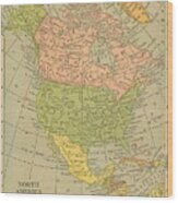 Map North America 1909 Wood Print
