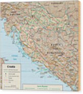 Map Of Croatia 2 Wood Print