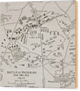 Map Of The Battle Of Waterloo Wood Print