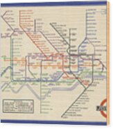Map Of The London Underground - London Metro - 1933 - Historical Map Wood Print