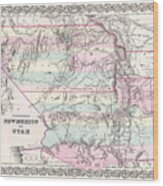 Map Of Utah And New Mexico Wood Print