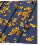 Maple Leaves On A Metal Roof Wood Print