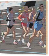 Marathon Runners Ii Wood Print