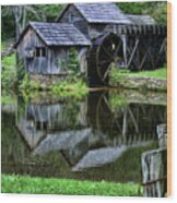 Marby Mill Reflection Wood Print