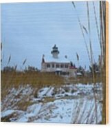 March Snow At East Point Lighthouse Wood Print