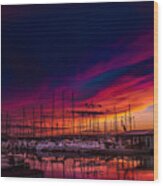 Marina Sunset Wood Print