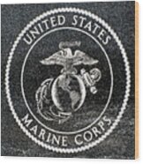 Marine Corps Emblem Polished Granite Wood Print