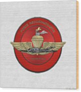 Marine Force Reconnaissance  -  U S M C   F O R E C O N  Insignia Over White Leather Wood Print