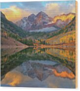 Maroon Bells Autumn Reflections Wood Print