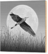 Marsh Mellow Moon - Grayscale Wood Print