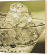 Martini On Ice Wood Print