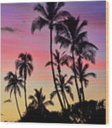 Maui Palm Tree Silhouettes Wood Print