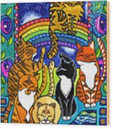 Meet Me At The Rainbow Bridge - Cat Painting Wood Print