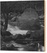 Merced River Rocks Wood Print