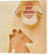 Merry Christmas Angel Cookie Cutter Wood Print