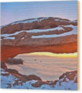 Mesa Arch And Winter Inversion Wood Print