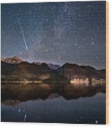 Meteor Over Sierra Nevada Wood Print