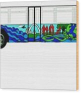 Metro Bus Curbside View Of Bus Mural  Project Clear Color Sketch Wood Print
