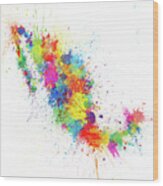Mexico Paint Splashes Map Wood Print