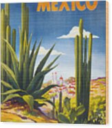 Mexico Vintage Poster Restored Wood Print