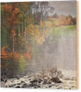 Michigamme Falls Portrait Of Autumn Colors Wood Print