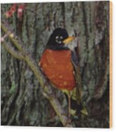 Michigan State Bird Robin Wood Print