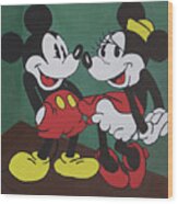 Mickey And Minnie Wood Print