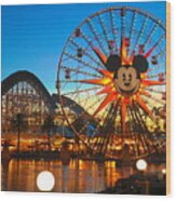 Mickey Mouse California Adventure Ferris Wheel Ride Wood Print
